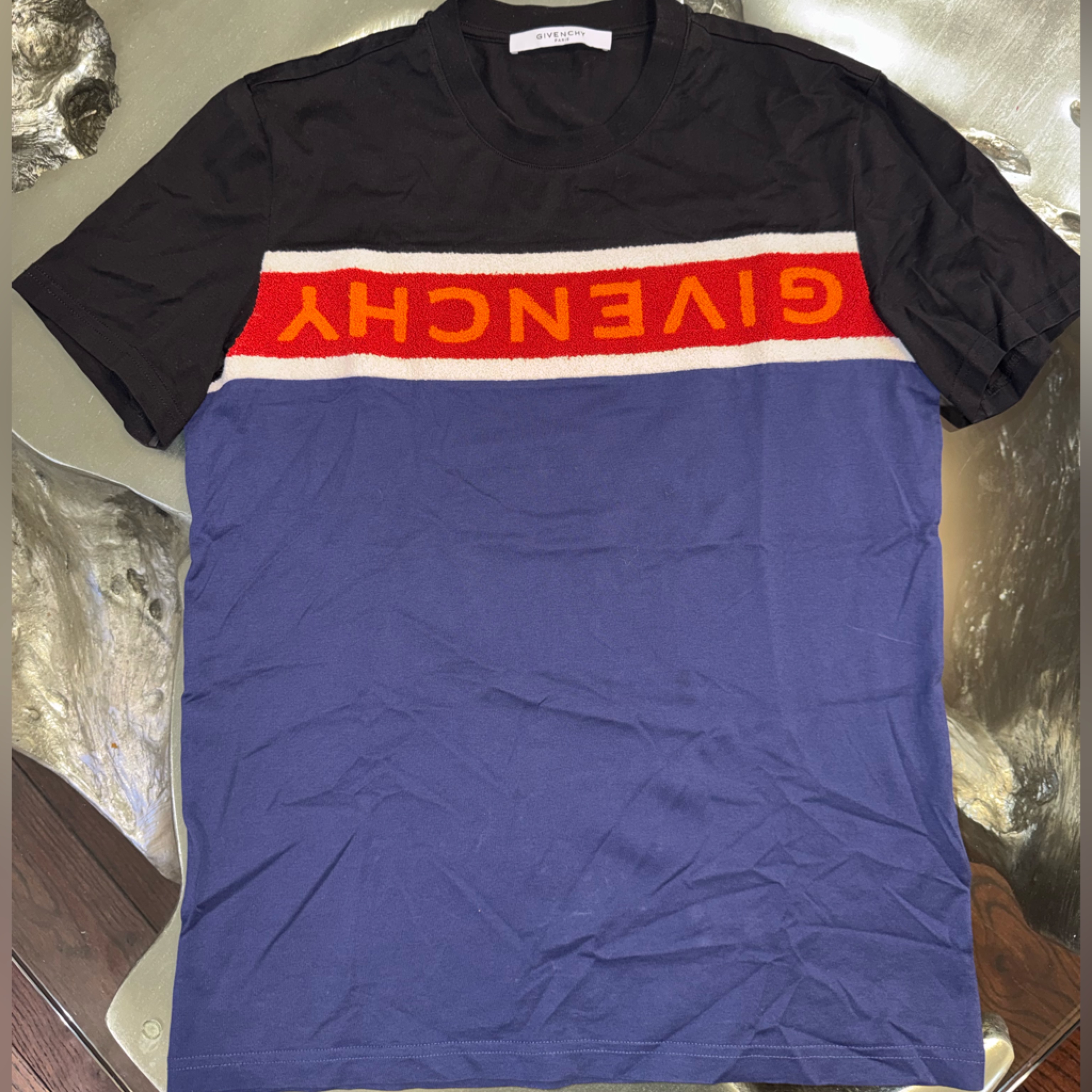 Givenchy Black T-Shirt With White Label